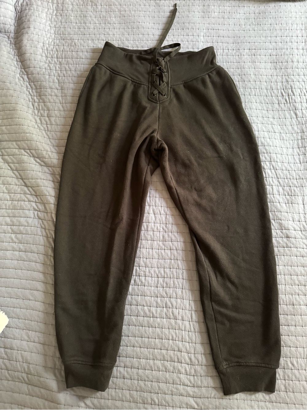 Victoria's Secret Black Lace-Up High Waist Joggers